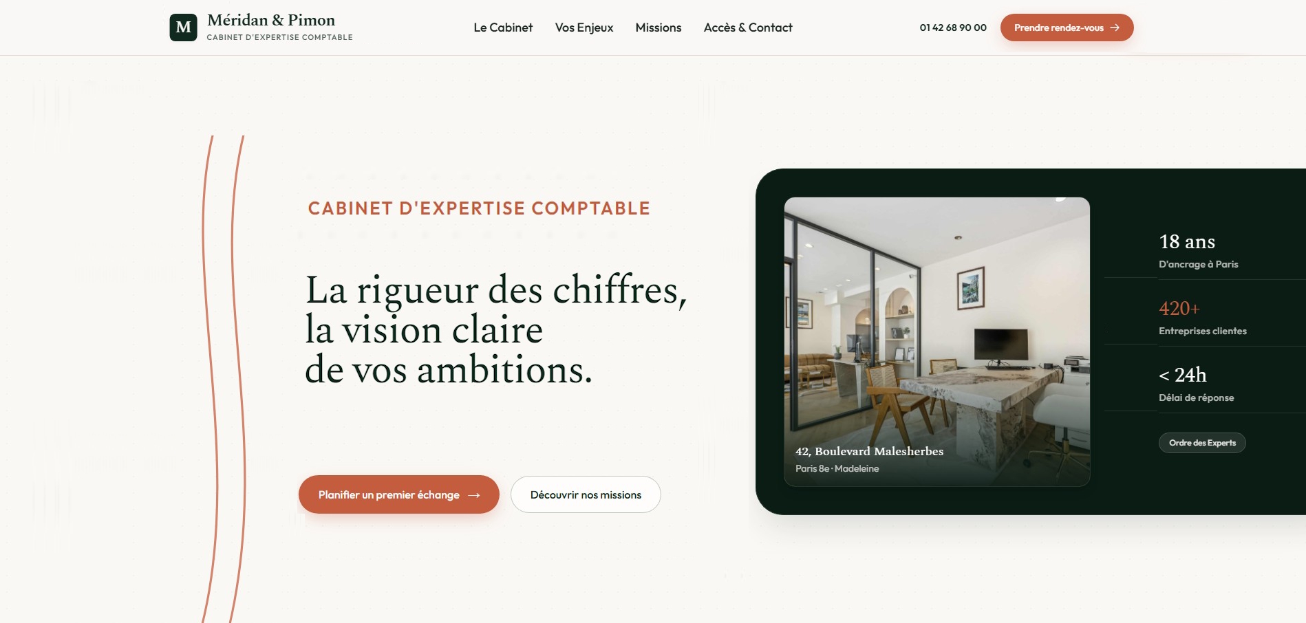 Site web expert-comptable - Cabinet Méridan & Pimon